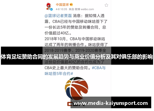 体育足坛赞助合同的发展趋势与商业价值分析及其对俱乐部的影响