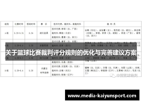 关于篮球比赛裁判评分规则的优化与完善建议方案