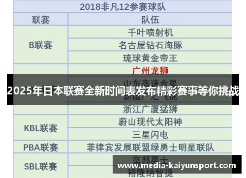 2025年日本联赛全新时间表发布精彩赛事等你挑战
