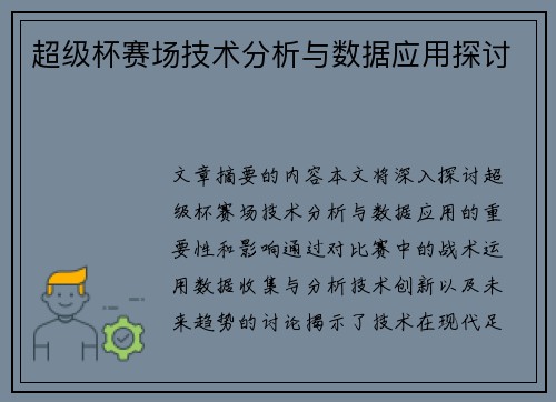 超级杯赛场技术分析与数据应用探讨